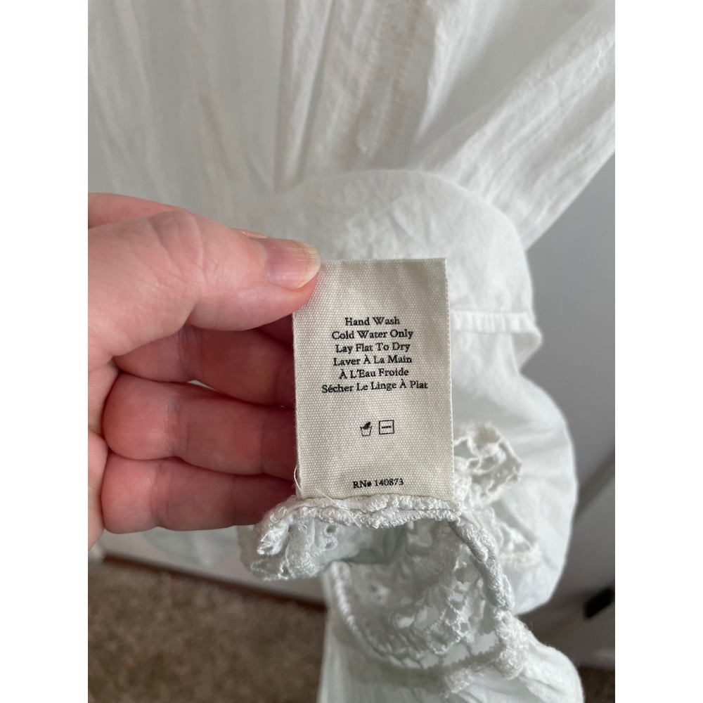 LoveShackFancy White Eyelet Lace Embroidered Midi Dress Flutter Sleeve XS - Picture 8 of 11